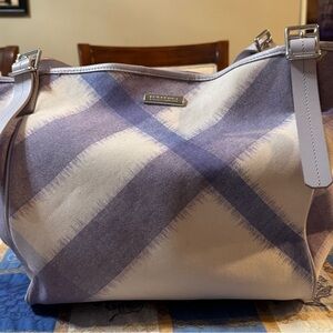 Burberry Purple and Cream Shoulder Tote Bag *Pre-loved*